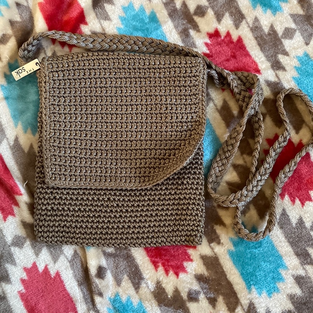 The Sak brown crocheted cross body